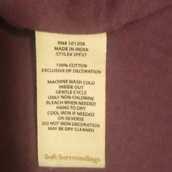 Soft Surroundings Playa embroidered open front jacket dark berry L - Picture 8 of 8